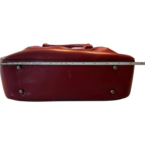 Heshe Handbag Womens Medium Red Leather Satchel Tote Purse Top Handle Bag - Picture 7 of 8